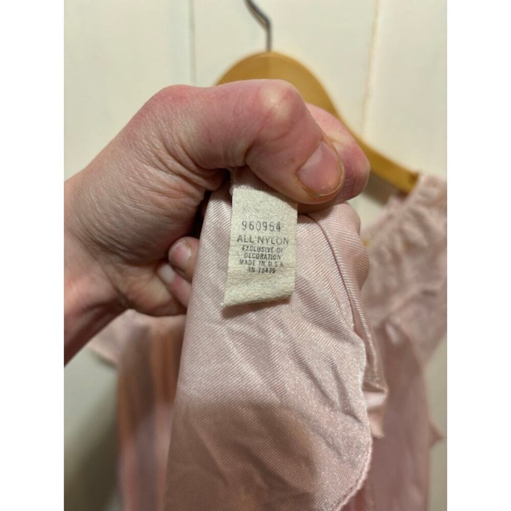 Vintage nightgown 60s Gilead nylon flowy lacy pink sz Medium sheer - Picture 6 of 7
